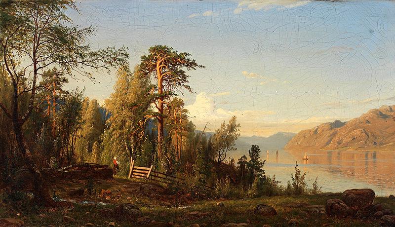 Amaldus Nielsen Fjordparti Norge oil painting art